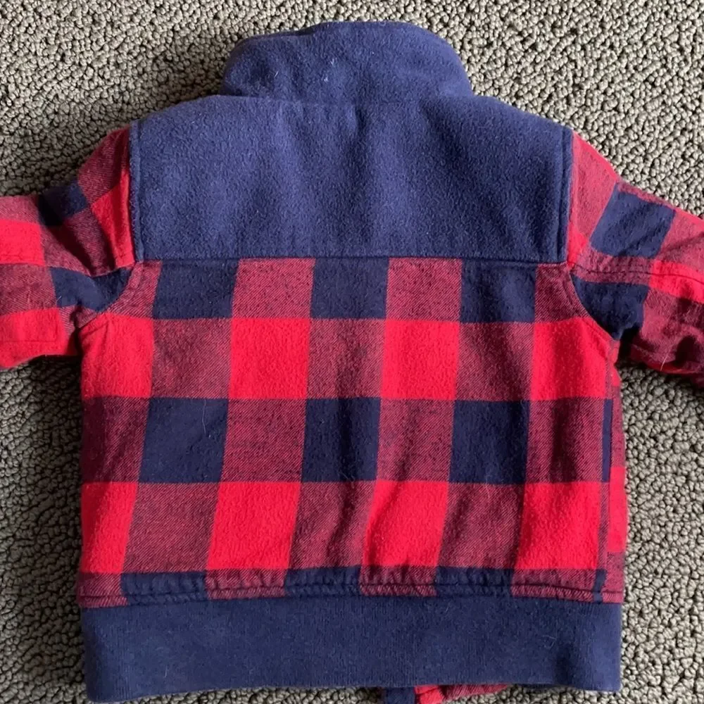 OshKosh 24 M Lined Buffalo Print Zip Jacket